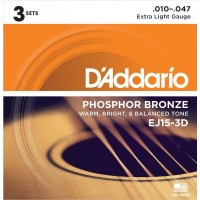 D'ADDARIO EJ15-3D - 3 комплекта струн для акустической гитары